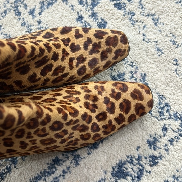 90’s Y2K Animal Print Square Toe Heel Boots Leather Shoes Size 8 - Picture 2 of 16